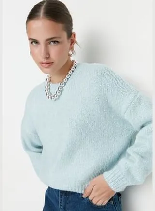 Mint Wide Fit Soft Textured Basic Knitwear Sweater TWOAW23KZ00185