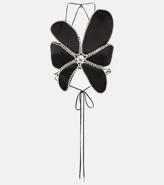 Crystal-embellished halterneck top