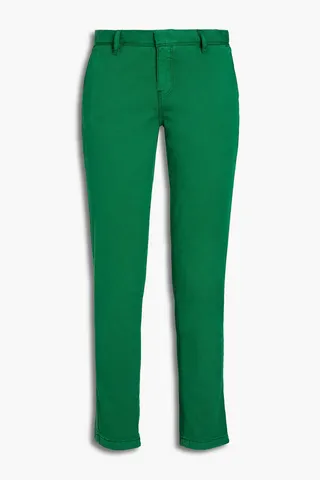 Cropped cotton-blend gabardine slim-leg pants