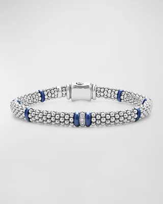 Blue Caviar Marine Ceramic and Diamond 1-Link Reverse 6mm Rope Bracelet