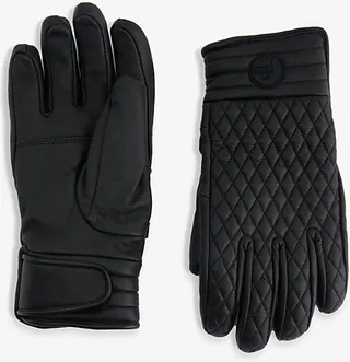 Womens Noir Athena Quilted Leather Gloves