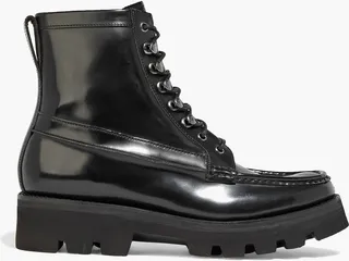 Harper glossed-leather combat boots