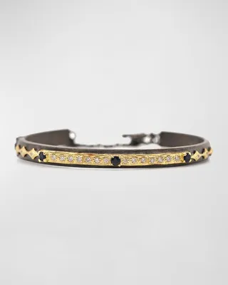 18K Gold Old World Sapphire Diamond Cuff Bracelet