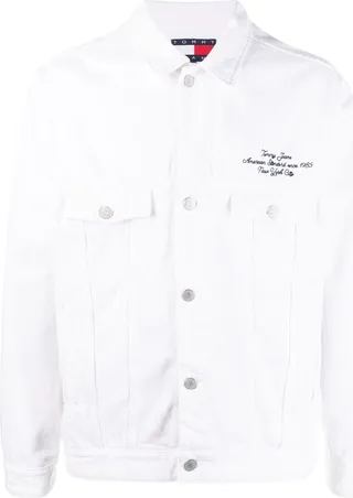 Rear Embroidered-Logo Denim Jacket