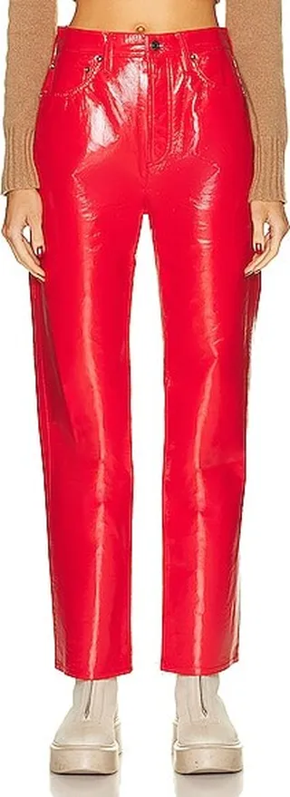 AGOLDE Recycled Leather 90's Pinch Waist in Red