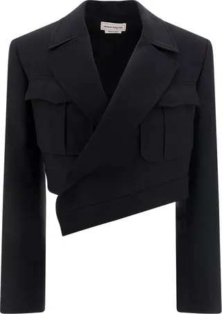 Alexander McQueen V-Neck Asymmetrical Jacket