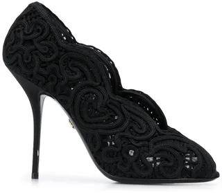 Cordonetto lace peep-toe pumps