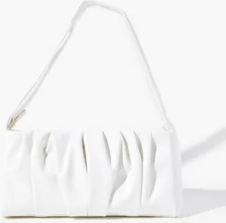 Faux Leather Ruched Shoulder Bag
