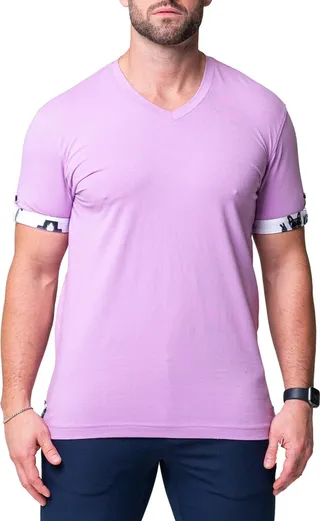 Vivaldi Solid Peace Purple V-Neck T-Shirt