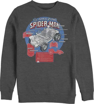 Men's Marvel Spider-Man Jeep Schematics Sweatshirt - Charcoal Heather - Small