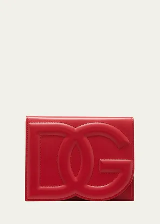 DG Logo Flap Leather Shoulder Bag