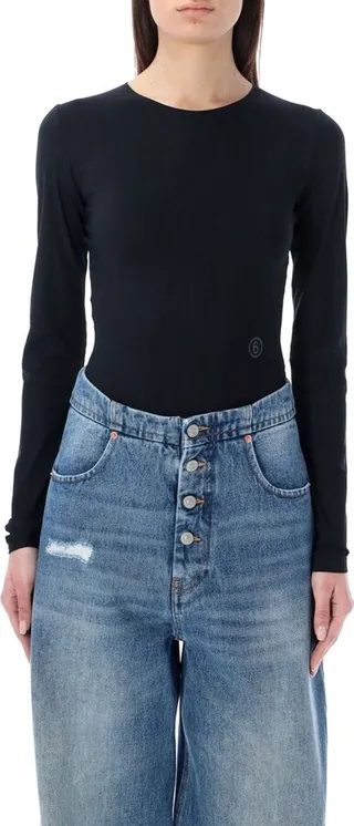 MM6 Maison Margiela Logo-Embroidered Crewneck Bodysuit