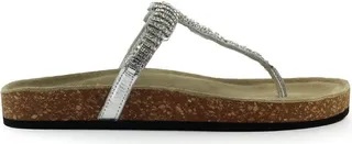 Strategia Silver Rhinestones Thong Slide