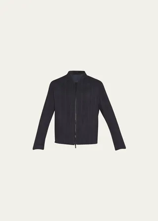 Men's Suede Full-Zip Bomber Jacket
