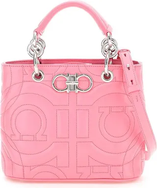 Gancini Embossed Logo Plaque Tote Bag