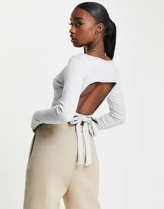 PUMA Classics long sleeve ribbed crop top in white