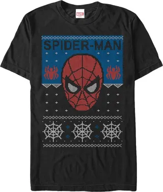Men's Marvel Ugly Christmas Spider-Man Web T-Shirt - Black - 5X Large
