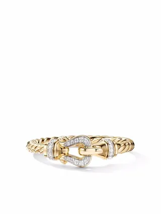 18kt yellow gold Petite Buckle diamond ring