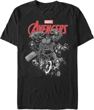 Men's Marvel Avengers Attack Grayscale T-Shirt - Black - Large