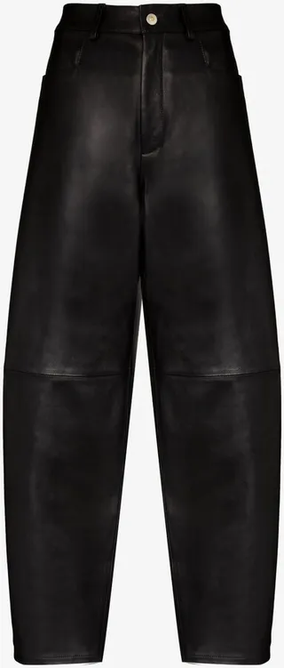 Black Chamomile Leather Trousers