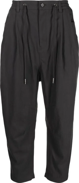High-Waisted Cropped Carrot Trousers