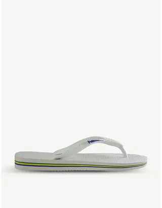 Womens Brasil Logo White Logo-embellished Rubber Flip-flops
