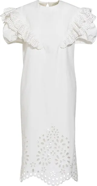 Banda twill & sangallo midi dress