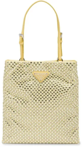 Crystal-Embellished Satin Handbag