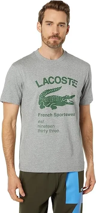Lacoste Graphic Croc Print T-Shirt (Heather Agate) Men's Clothing