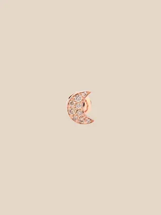 Dodo single moon earring in 9 kt rose gold with brown diamonds