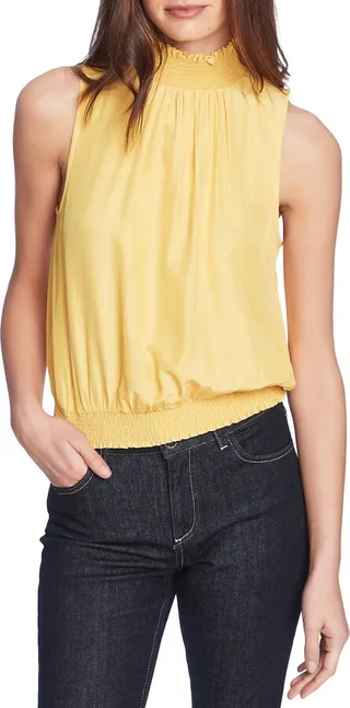 Smock Detail Satin Halter Top