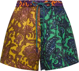 'tiggy Spliced' Multicolor Shorts With Drawstring In Linen Woman Zimmermann