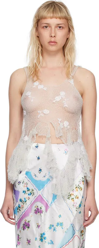 Yuhan Wang White Floral Camisole