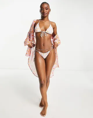 Candypants oversized beach shirt in ditsy
