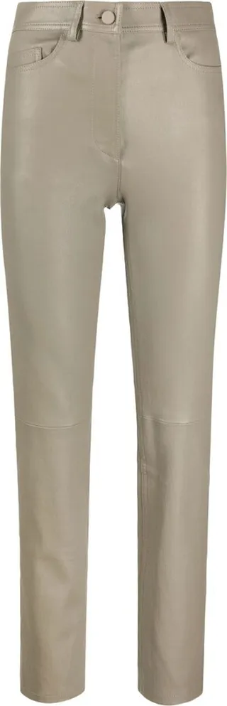Neutral High Waist Tailored Leather Trousers