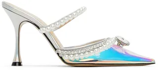 MACH & MACH Silver Diamond & Pearl 100 Heels