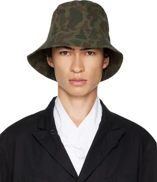 Engineered Garments Green Camouflage Bucket Hat
