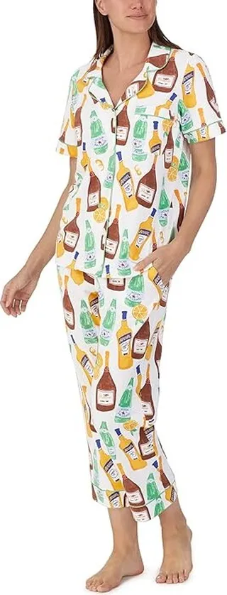 Bedhead PJs Organic Cotton Short Sleeve Cropped PJ Set (Aperol Spritz) Women's Pajama Sets
