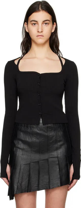 Helmut Lang Black Square Neck Cardigan