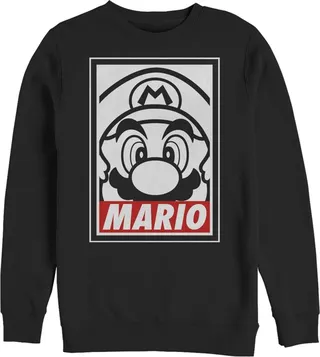 Men's Nintendo Mario Close Up Sweatshirt - Black - Large