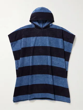 Jemima Striped Cotton-Terry Hooded Poncho