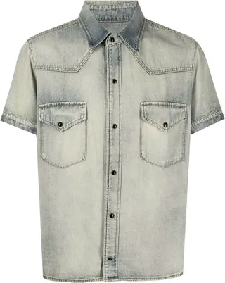 Studded Short-Sleeve Denim Jacket