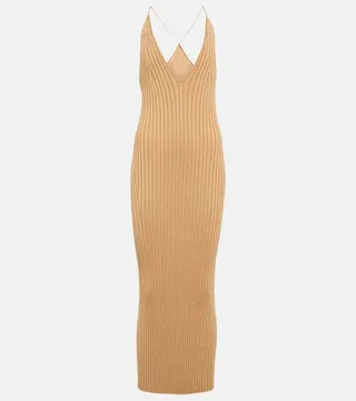 Rhea rib-knit halterneck midi dress
