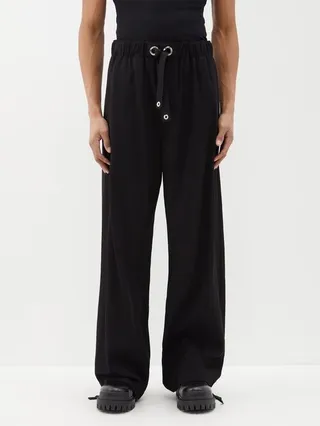 Logo-embroidered Twill Wide-leg Trousers