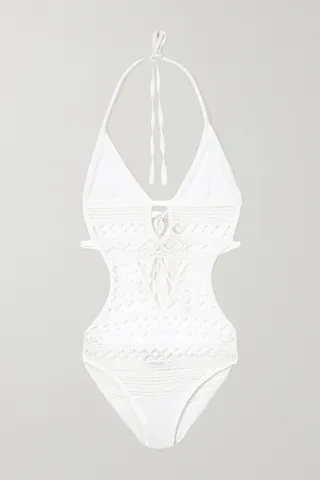 Isabel Marant - Adema Tie-detailed Crocheted Cotton-blend Halterneck Bodysuit - White