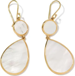 18kt yellow gold Polished Rock Candy Snowman mother-of-pearl drop earrings