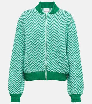 Cashmere and cotton-blend boucle bomber jacket
