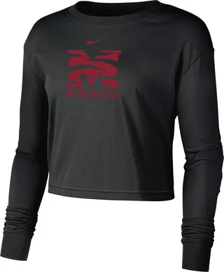 Nike Women's College (Morehouse) Cropped Long-Sleeve T-Shirt in Black