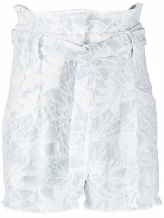 Acid-Wash Belted Shorts