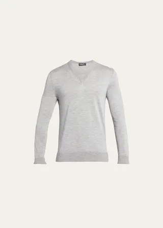 Men's Cotton-Cashmere V-Neck Sweater